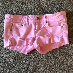 American Eagle pink denim shorts size 0